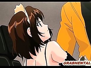 Cute hentai maid tittyfucking and hot riding bigcock